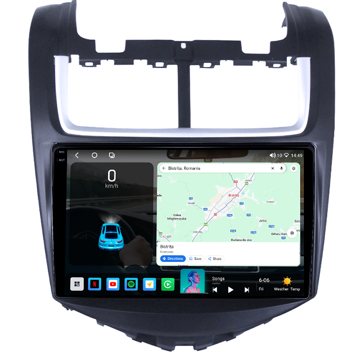 Navigatie dedicata Chevrolet Aveo 2014-2017, 4GB RAM 64GB ROM, Octacore, Android 14, Display QLED 1K 9", Carplay&Android Auto, SIM 4G, Ventilator Activ [2]