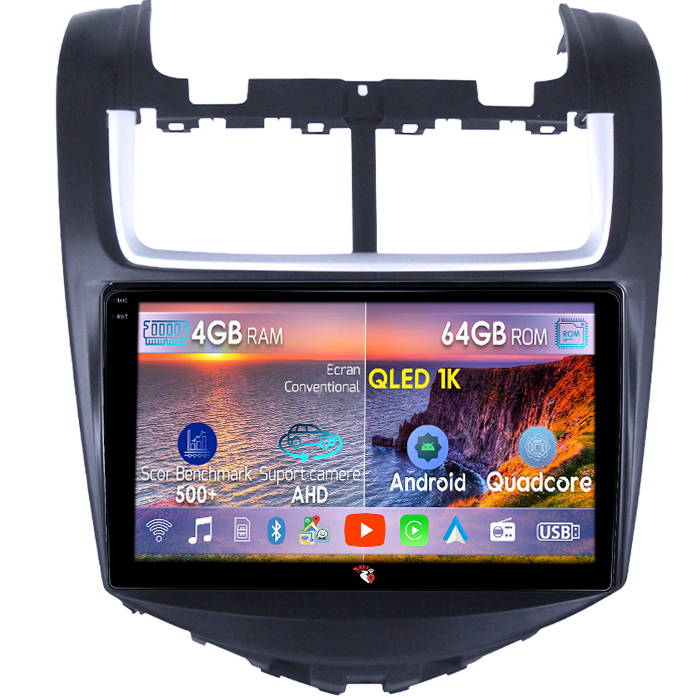 Navigatie dedicata Chevrolet Aveo 2014-2017, 4GB RAM 64GB ROM, Octacore, Android 14, Display QLED 1K 9", Carplay&Android Auto, SIM 4G, Ventilator Activ [1]