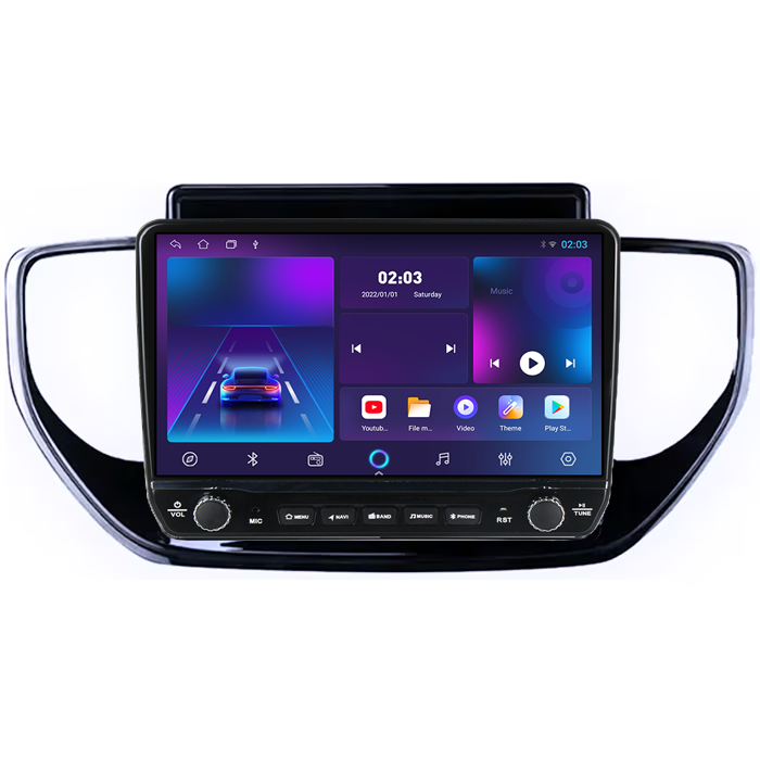 Navigatie dedicata Hyundai Solaris 2 2020-2021 Tesla Cu Butoane Rotative Model 2024, 4GB RAM 64GB ROM, Procesor Quadcore, Android 14, Display QLED 10", DSP, Carplay&AndroidAuto [2]