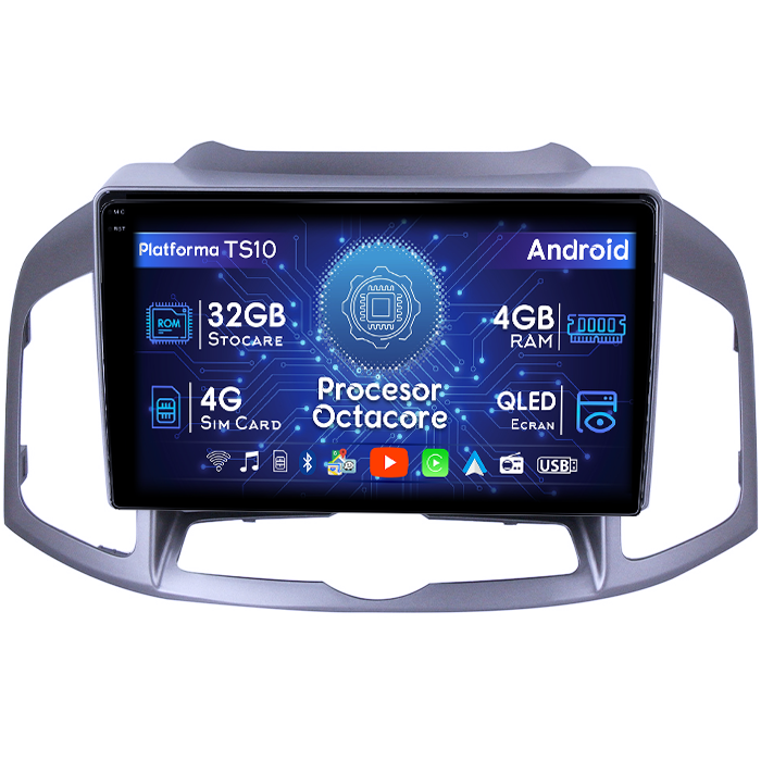 Navigatie dedicata Chevrolet Captiva 2012-2017, 4GB RAM 32GB ROM, Octacore, Android 14, Display QLED 1K 10", DSP, Carplay&Android Auto, SIM 4G, Bluetooth, Ventilator Activ [1]