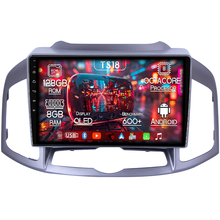 Navigatie dedicata Chevrolet Captiva 2012-2017, 8GB RAM 128GB ROM, Octacore, Platforma TS18, Android 13, Display QLED 10”, Suporta camera 360º, DSP, Carplay&Android Auto, SIM 4G, Ventilator Activ [1]