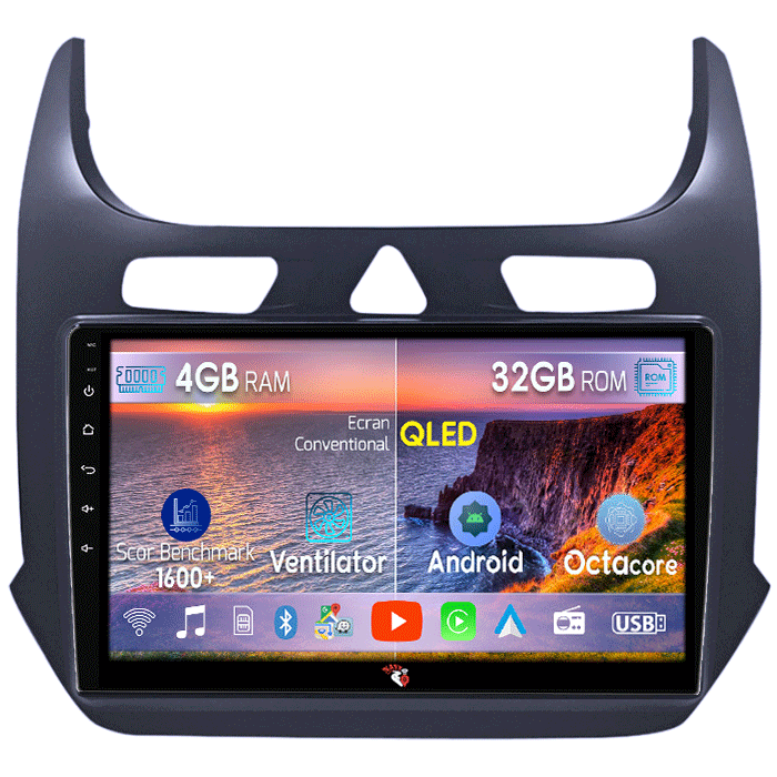 Navigatie dedicata Chevrolet Cobalt 2011-2018, 4GB RAM 32GB ROM, Octacore, Android 14, Display QLED 9", DSP, Carplay&Android Auto, SIM 4G, Bluetooth, Ventilator Activ [1]