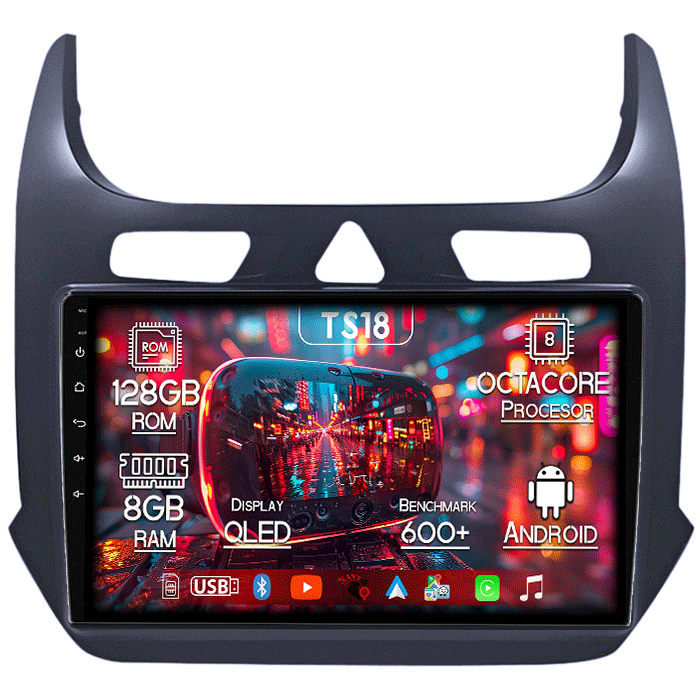 Navigatie dedicata Chevrolet Cobalt 2011-2018, 8GB RAM 128GB ROM, Octacore, Platforma TS18, Android 13, Display QLED 9”, Suporta camera 360º, DSP, Carplay&Android Auto, SIM 4G, Ventilator Activ [1]