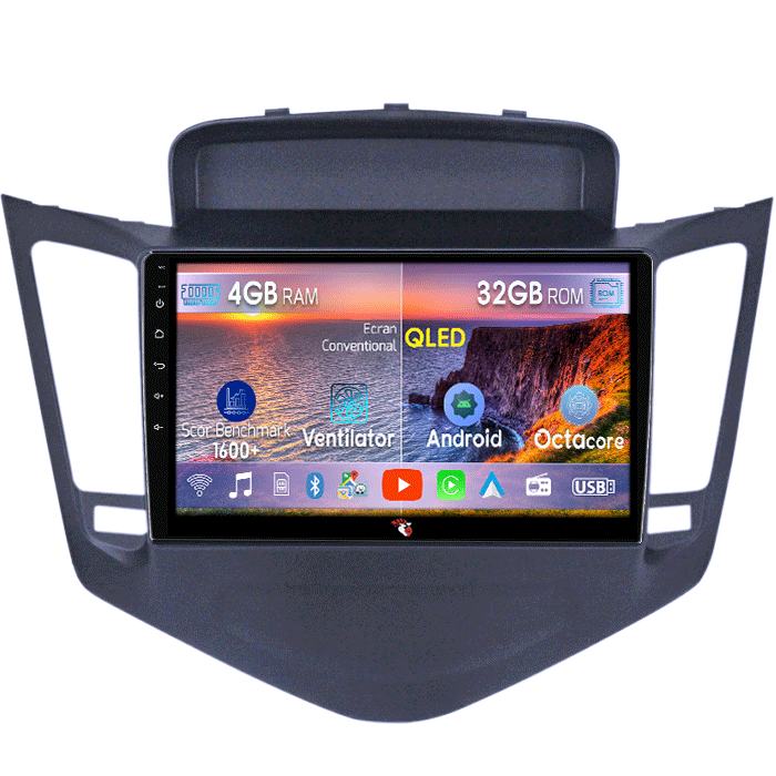 Navigatie dedicata Chevrolet Cruze 2009-2014, 4 GB RAM 32 ROM, Android 13, Display QLED, 9",DSP, Carplay, Android Auto, Internet, Youtube , Waze , Wi Fi , Usb , Bluetooth , Mirrorlink [1]