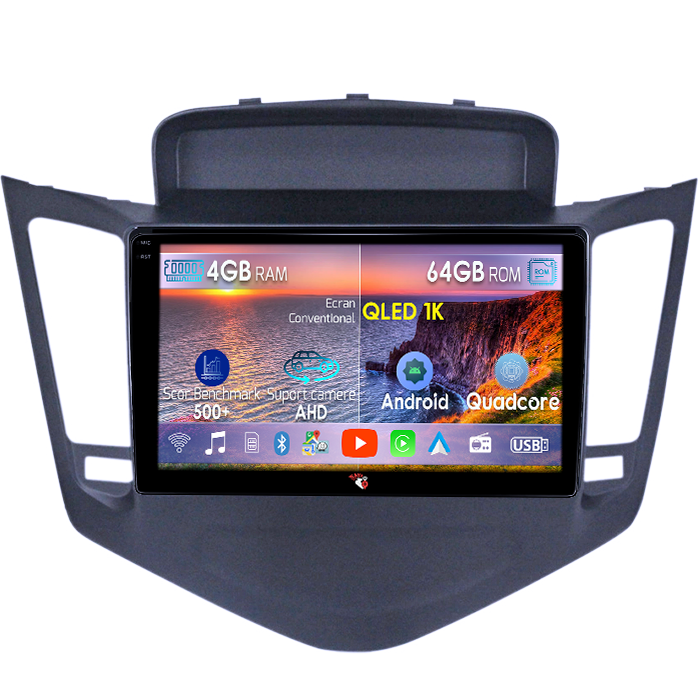 Navigatie dedicata Chevrolet Cruze 2009-2014, 4GB RAM 64GB ROM, Octacore, Android 14, Display QLED 1K 9", Carplay&Android Auto, SIM 4G, Ventilator Activ [1]