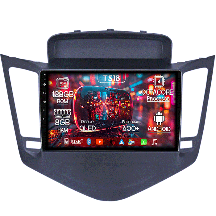 Navigatie dedicata Chevrolet Cruze 2009-2014, 8GB RAM 128GB ROM, Octacore, Platforma TS18, Android 13, Display QLED 9”, Suporta camera 360º, DSP, Carplay&Android Auto, SIM 4G, Ventilator Activ [1]