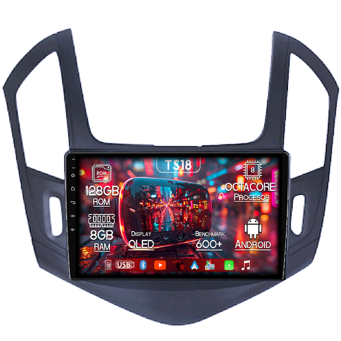 Navigatie dedicata Chevrolet Cruze 2012-2015, 8GB RAM 128GB ROM, Octacore, Platforma TS18, Android 13, Display QLED 9”, Suporta camera 360º, DSP, Carplay&Android Auto, SIM 4G, Ventilator Activ [1]