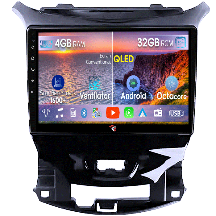Navigatie dedicata Chevrolet Cruze 2017, 4 GB RAM 32GB ROM, Android 13, Display QLED, 9", DSP, Carplay, Android Auto, Internet, Youtube , Waze , Wi Fi , Usb , Bluetooth [1]