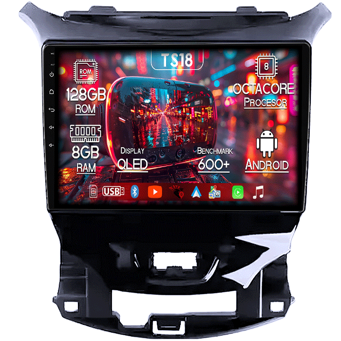 Navigatie dedicata Chevrolet Cruze 2017, 8GB RAM 128GB ROM, Octacore, Platforma TS18, Android 13, Display QLED 9”, Suporta camera 360º, DSP, Carplay&Android Auto, SIM 4G, Ventilator Activ [1]