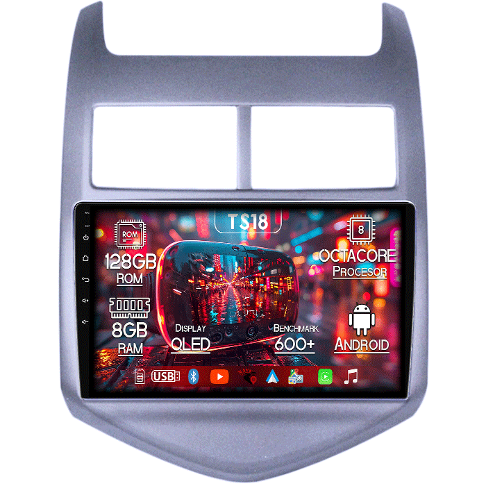 Navigatie dedicata Chevrolet Cruze Aveo 2008-2015, 8GB RAM 128GB ROM, Octacore, Platforma TS18, Android 13, Display QLED 9”, Suporta camera 360º, DSP, Carplay&Android Auto, SIM 4G, Ventilator Activ [1]