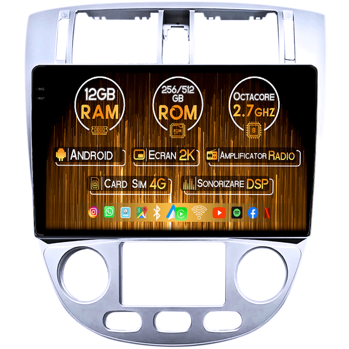 Navigatie dedicata Chevrolet Lacetti 2004-2013, 12GB RAM 256GB ROM, Android 13, Rezolutie 2K, Display QLED, 9", DSP, Carplay, Android Auto, Internet, Youtube, Waze, Wi Fi, USB [1]