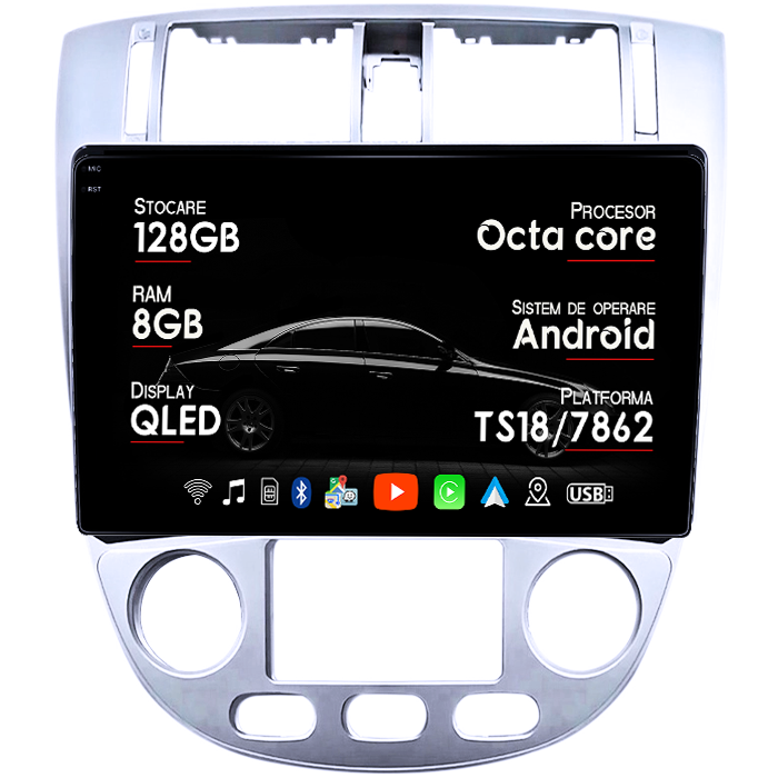 Navigatie dedicata Chevrolet Lacetti 2004-2013, 8GB RAM 128GB ROM, Octacore, Platforma TS18, Android 14, Display QLED 10", Suporta camera 360", DSP, Carplay&Android Auto, SIM 4G, Ventilator Activ [1]