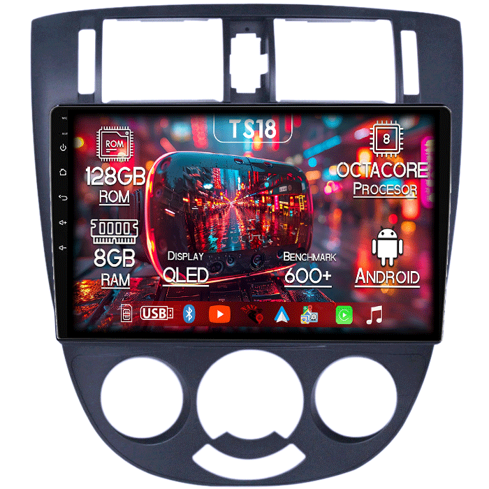 Navigatie dedicata Chevrolet Lacetti 2004-2013, 8GB RAM 128GB ROM, Octacore, Platforma TS18, Android 13, Display QLED 9”, Suporta camera 360º, DSP, Carplay&Android Auto, SIM 4G, Ventilator Activ [1]