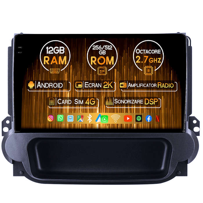 Navigatie dedicata Chevrolet Malibu 2012-2015, 12GB RAM 256GB ROM, Android 13, Rezolutie 2K, Display QLED, 9", DSP, Carplay, Android Auto, Internet, Youtube, Waze, Wi Fi, USB [1]