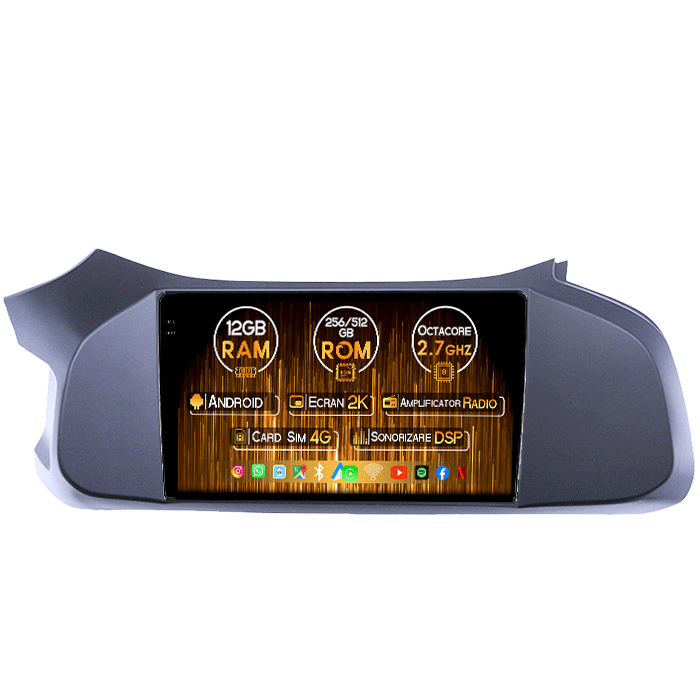 Navigatie dedicata Chevrolet Onix 2012-2019, 12GB RAM 256GB ROM, Android 13, Rezolutie 2K, Display QLED, 9", DSP, Carplay, Android Auto, Internet, Youtube, Waze, Wi Fi, USB [1]