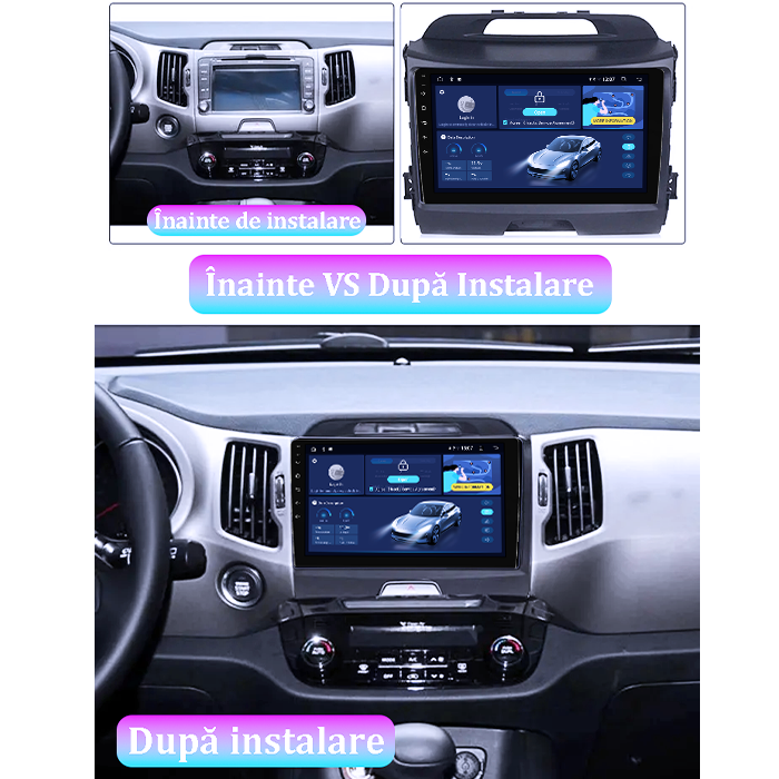 Navigatie dedicata Kia Sportage 2010-2015, 4GB RAM 64GB ROM, Procesor Qualcomm Octacore, Android 14, Rezolutie 2K, Display QLED 9", DSP, Carplay&Android Auto, SIM [5]