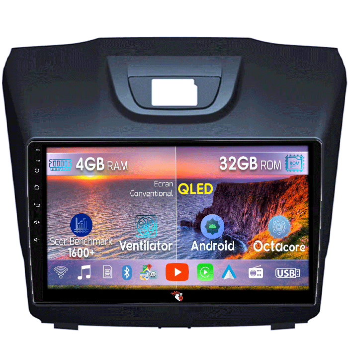 Navigatie dedicata Chevrolet S10, Isuzu D-Max, Holden Colorado 2014-2018, 4 GB RAM 32 ROM, Android 13, Display QLED, 9", DSP, Carplay, Android Auto, SIM 4G, Bluetooth [1]