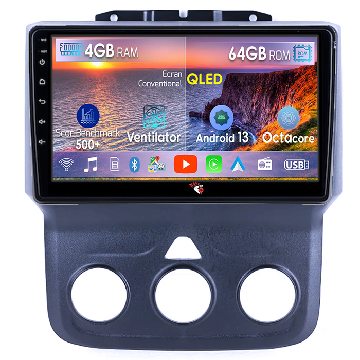Navigatie dedicata Dodge RAM 2018, 4GB RAM 64GB ROM, Octacore, Android 13, Display QLED 9", DSP, Carplay, Android Auto, SIM 4G [1]