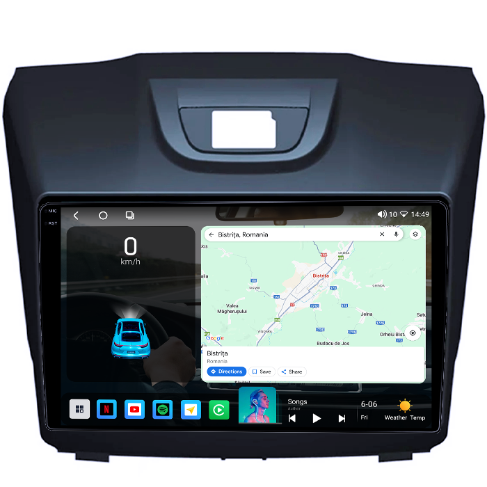 Navigatie dedicata Chevrolet S10, Isuzu D-Max, Holden Colorado 2014-2018, 4GB RAM 64GB ROM, Octacore, Android 14, Display QLED 1K 9", Carplay&Android Auto, SIM 4G, Ventilator Activ [2]