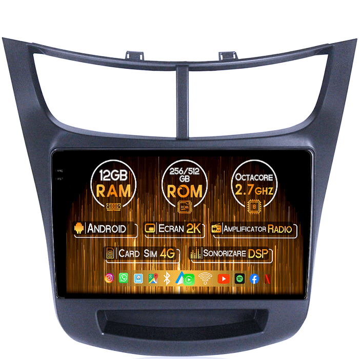 Navigatie dedicata Chevrolet Sail 2015-2018, 12GB RAM 256GB ROM, Android 13, Rezolutie 2K, Display QLED, 9", DSP, Carplay, Android Auto, Internet, Youtube, Waze, Wi Fi, USB [1]