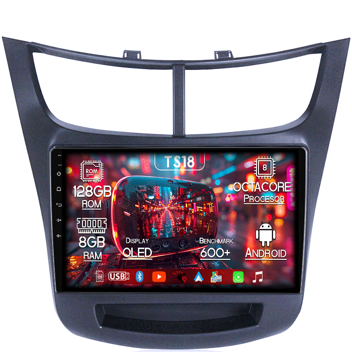 Navigatie dedicata Chevrolet Sail 2015-2018, 8GB RAM 128GB ROM, Octacore, Platforma TS18, Android 13, Display QLED 9”, Suporta camera 360º, DSP, Carplay&Android Auto, SIM 4G, Ventilator Activ [1]