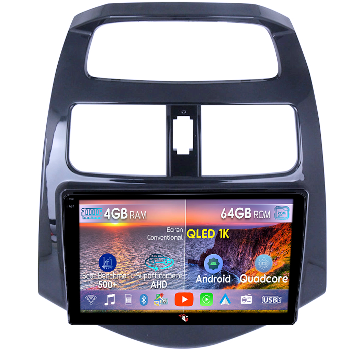 Navigatie dedicata Chevrolet Spark 2010-2014, 4GB RAM 64GB ROM, Octacore, Android 14, Display QLED 1K 9", Carplay&Android Auto, SIM 4G, Ventilator Activ [1]
