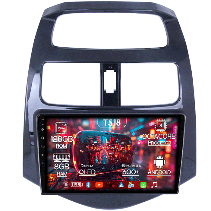 Navigatie dedicata Chevrolet Spark 2010-2014,8GB RAM 128GB ROM, Octacore, Platforma TS18, Android 13, Display QLED 9”, Suporta camera 360º, DSP, Carplay&Android Auto, SIM 4G, Ventilator Activ [1]