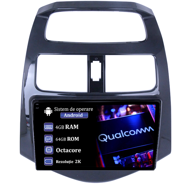 Navigatie dedicata Chevrolet Spark 2010-2014, 4GB RAM 64GB ROM, Procesor Qualcomm Octacore, Android 14, Rezolutie 2K, Display QLED 9", DSP, Carplay&Android Auto, SIM 4G [1]