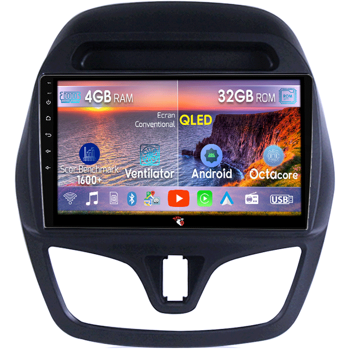 Navigatie dedicata Chevrolet Spark 2015-2018, 4 GB RAM 32 ROM, Android 13, Display QLED, 9",DSP, Carplay, Android Auto, Internet, Youtube , Waze , Wi Fi , Usb , Bluetooth , Mirrorlink [1]