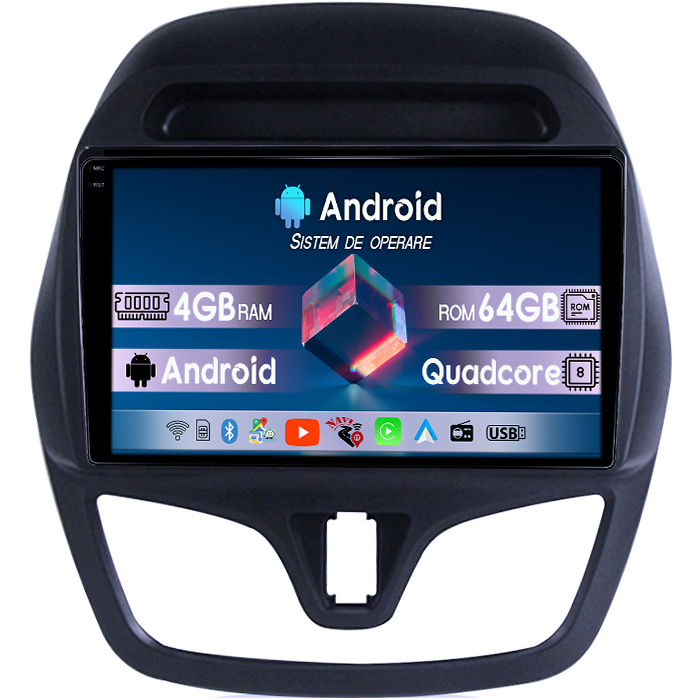 Navigatie dedicata Chevrolet Spark 2015-2018, 4GB RAM 64GB ROM, Quadcore, Android 14, Display QLED 1K 9", DSP, Carplay&Android Auto, Suport camere AHD [1]