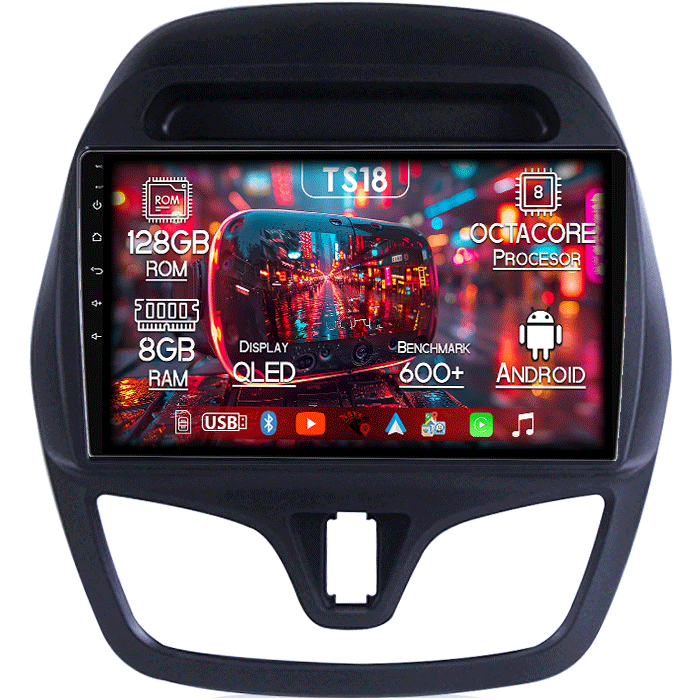 Navigatie dedicata Chevrolet Spark 2015-2018, 8GB RAM 128GB ROM, Octacore, Platforma TS18, Android 13, Display QLED 9”, Suporta camera 360º, DSP, Carplay&Android Auto, SIM 4G, Ventilator Activ [1]