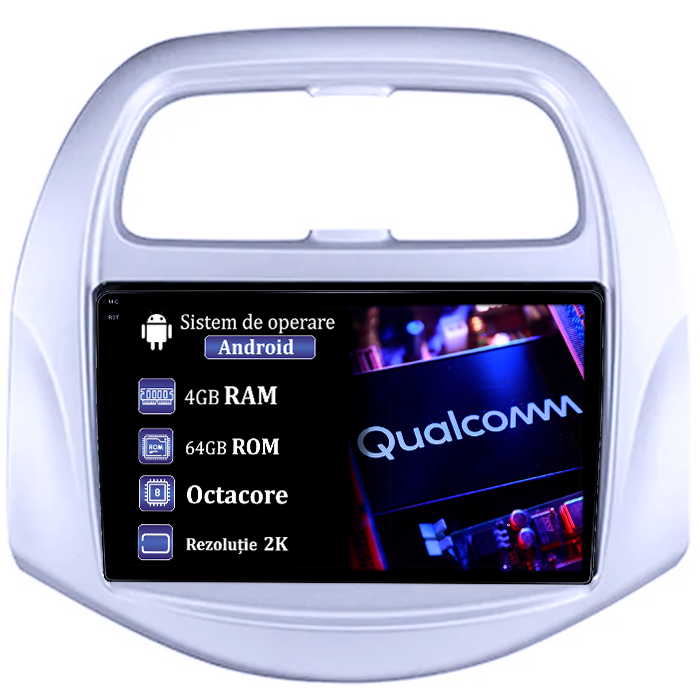 Navigatie dedicata Chevrolet Spark Beat 2018-2020, 4GB RAM 64GB ROM, Procesor Qualcomm Octacore, Android 14, Rezolutie 2K, Display QLED 9", DSP, Carplay&Android Auto, SIM 4G [1]
