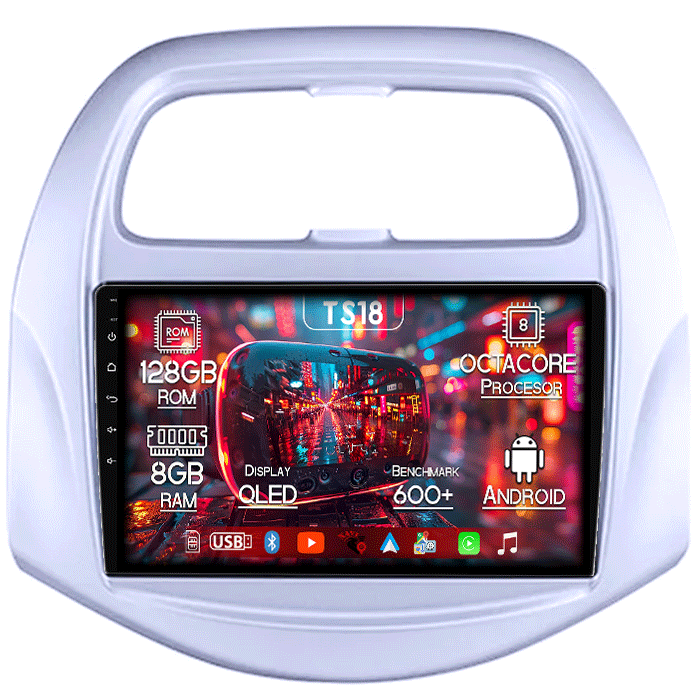 Navigatie dedicata Chevrolet Spark Beat 2018-2020, 8GB RAM 128GB ROM, Octacore, Platforma TS18, Android 13, Display QLED 9”, Suporta camera 360º, DSP, Carplay&Android Auto, SIM 4G, Ventilator Activ [1]