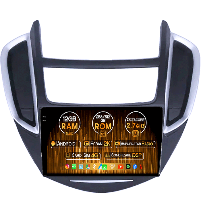 Navigatie dedicata Chevrolet Trax Tracker 2014-2016, 12GB RAM 256GB ROM, Android 13, Rezolutie 2K, Display QLED, 9", DSP, Carplay, Android Auto, Internet, Youtube, Waze, Wi Fi, US [1]