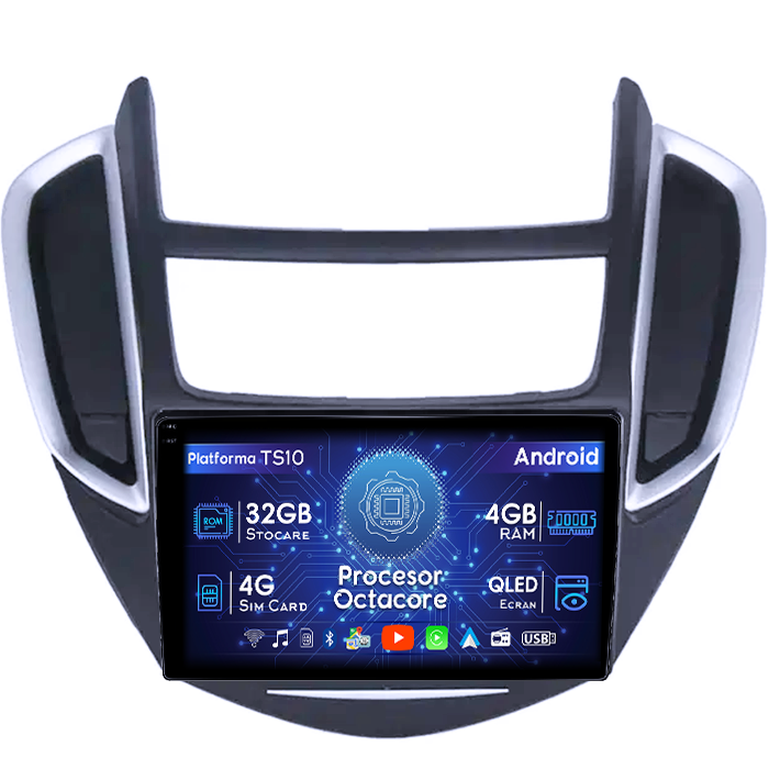 Navigatie dedicata Chevrolet Trax Tracker 2014-2016, 4GB RAM 32GB ROM, Octacore, Android 14, Display QLED 1K 9", DSP, Carplay&Android Auto, SIM 4G, Bluetooth, Ventilator Activ [1]