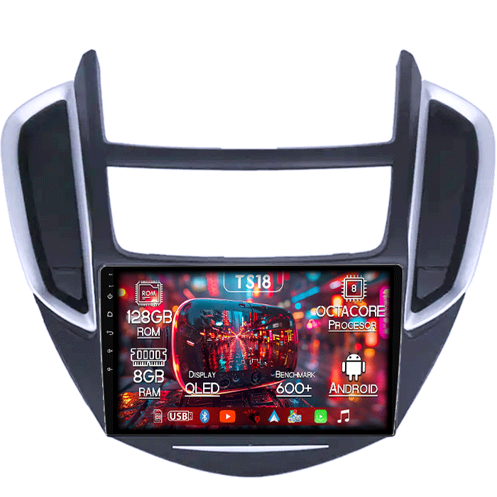 Navigatie dedicata Chevrolet Trax Tracker 2014-2016, 8GB RAM 128GB ROM, Octacore, Platforma TS18, Android 13, Display QLED 9”, Suporta camera 360º, DSP, Carplay&Android Auto, SIM 4G, Ventilator Activ [1]