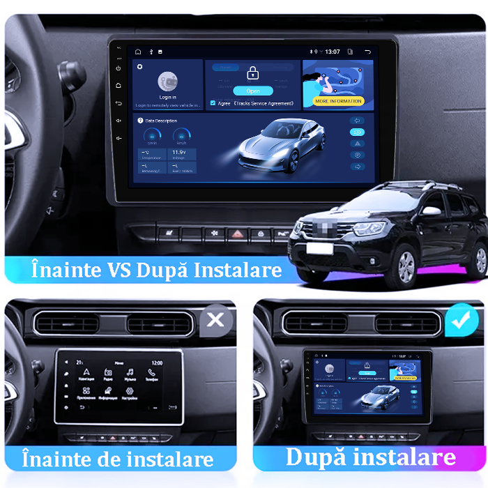 Navigatie dedicata Renault Duster Arkana 2019, Duster 2017-2022, 4GB RAM 64GB ROM, Procesor Qualcomm Octacore, Android 15, Rezolutie 2K, Display QLED 9", DSP, Carplay&Android Auto, SIM [5]