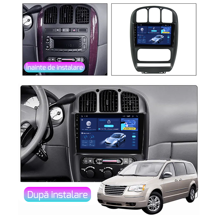 Navigatie dedicata Dodge Caravan 2000-2007, 4GB RAM 64GB ROM, Procesor Qualcomm Octacore, Android 15, Rezolutie 2K, Display QLED 9", DSP, Carplay&Android Auto, SIM [5]