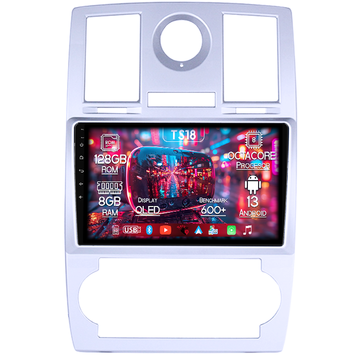 Navigatie dedicata Chrysler 300C 2004-2011, 8GB RAM 128GB ROM, Octacore, Platforma TS18, Android 13, Display QLED 9”, Suporta camera 360º, DSP, Carplay&Android Auto, SIM 4G, Ventilator Activ [1]