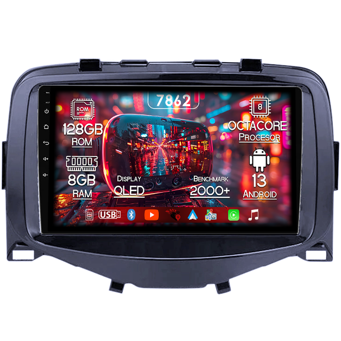 Navigatie dedicata Citroen C1 2016, 8GB RAM 128GB ROM, Octacore, Platforma 7862,Android 13, Display QLED 9”, Suporta camera 360º, DSP, Carplay&Android Auto, SIM 4G, Ventilator Activ [1]
