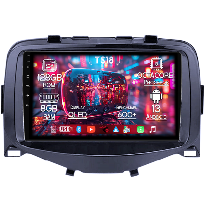 Navigatie dedicata Citroen C1 2016, 8GB RAM 128GB ROM, Octacore, Platforma TS18, Android 13, Display QLED 9”, Suporta camera 360º, DSP, Carplay&Android Auto, SIM 4G, Ventilator Activ [1]