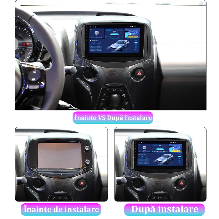 Navigatie dedicata Citroen C1 2016, 4GB RAM 64GB ROM, Quadcore, Android 14, Display QLED 1K 9", DSP, Carplay&Android Auto, Suport camere AHD [5]