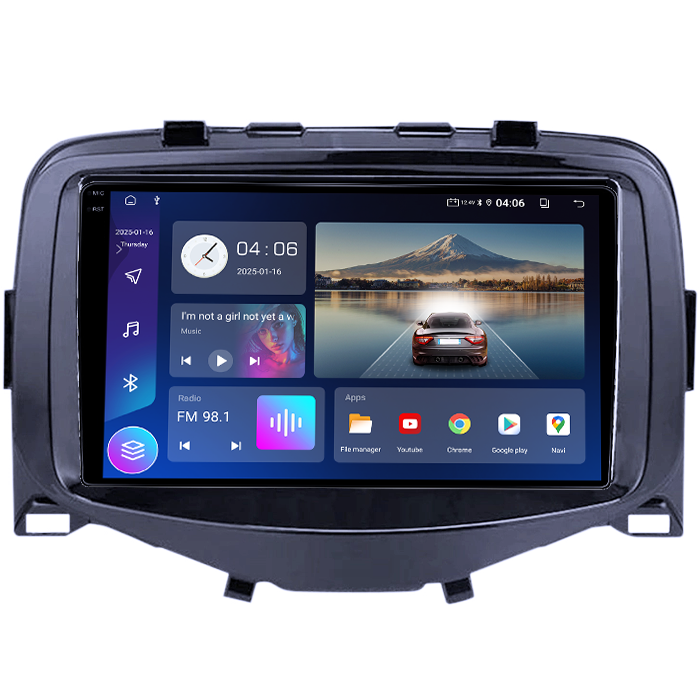 Navigatie dedicata Citroen C1 2016, 4GB RAM 64GB ROM, Quadcore, Android 14, Display QLED 1K 9", DSP, Carplay&Android Auto, Suport camere AHD [2]