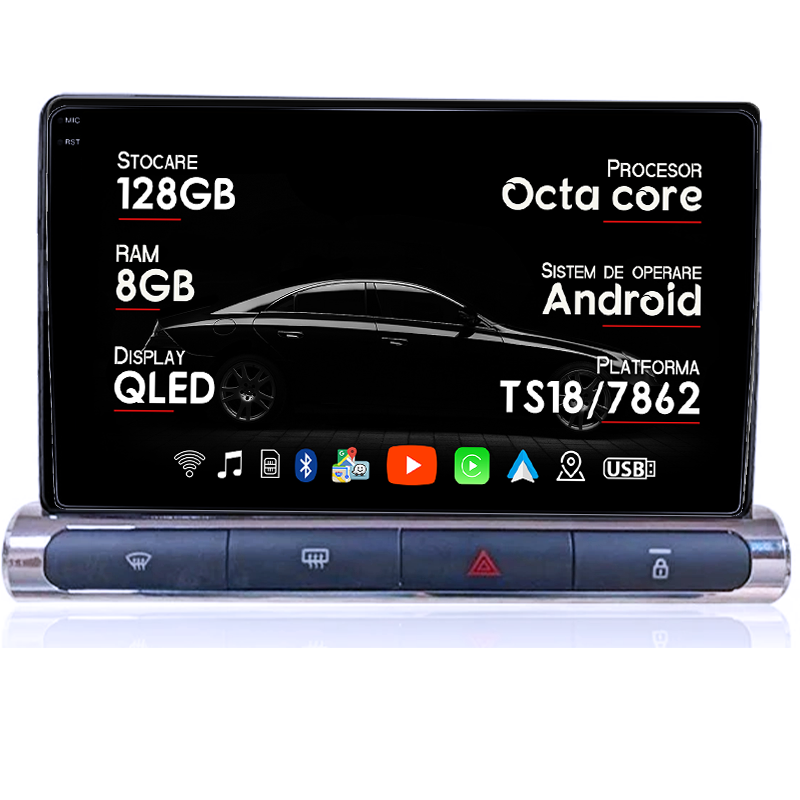 Navigatie dedicata Citroen C3 2018-2023, 8GB RAM 128GB ROM, Octacore, Platforma TS18, Android 13, Display QLED 9”, Suporta camera 360º, DSP, Carplay&Android Auto, SIM 4G, Ventilator Activ [1]