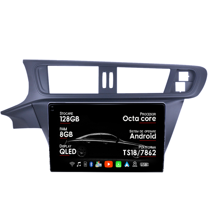 Navigatie dedicata Citroen C3-XR 2010-2015, 8GB RAM 128GB ROM, Octacore, Platforma TS18, Android 14, Display QLED 9", Suporta camera 360", DSP, Carplay&Android Auto, SIM 4G, Ventilator Activ [1]