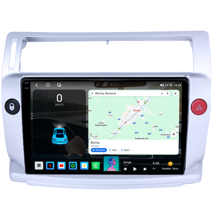 Navigatie dedicata Citroen C4 2004-2014, 4GB RAM 64GB ROM, Octacore, Android 14, Display QLED 1K 9", Carplay&Android Auto, SIM 4G, Ventilator Activ [2]