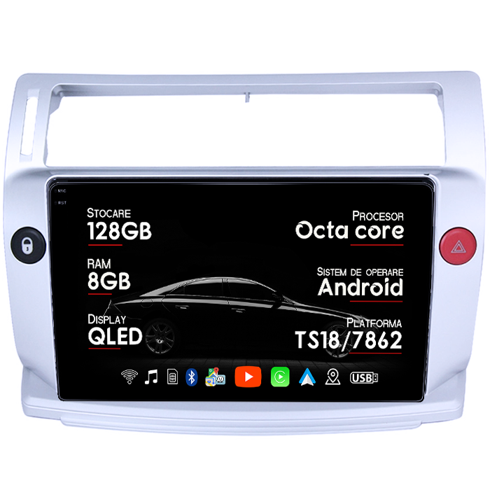 Navigatie dedicata Citroen C4 2004-2014, 8GB RAM 128GB ROM, Octacore, Platforma TS18, Android 14, Display QLED 9", Suporta camera 360", DSP, Carplay&Android Auto, SIM 4G, Ventilator Activ [1]