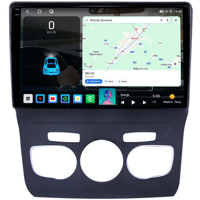 Navigatie dedicata Citroen C4L 2013-2016, 4GB RAM 64GB ROM, Octacore, Android 14, Display QLED 1K 10", Carplay&Android Auto, SIM 4G, Ventilator Activ [2]