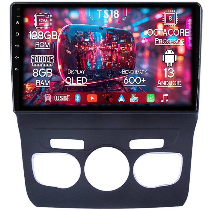 Navigatie dedicata Citroen C4L 2013-2016, 8GB RAM 128GB ROM, Octacore, Platforma TS18, Android 13, Display QLED 10”, Suporta camera 360º, DSP, Carplay&Android Auto, SIM 4G, Ventilator Activ [1]