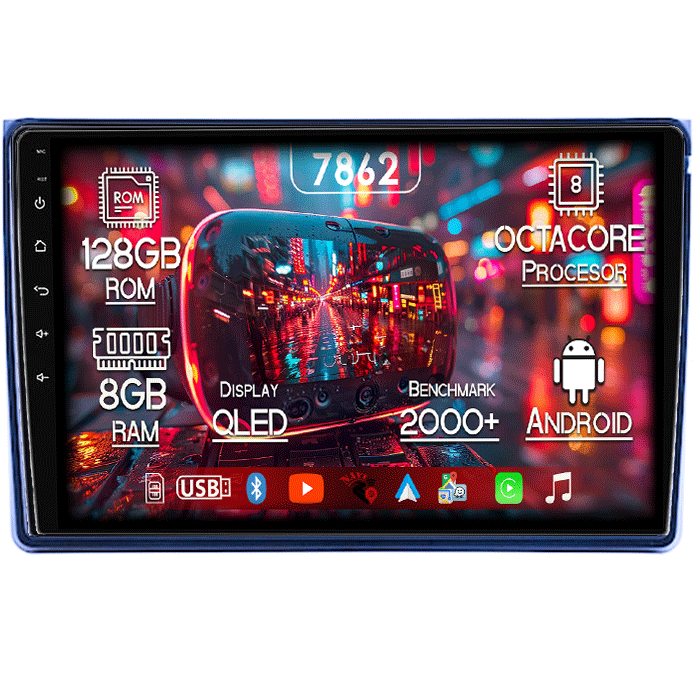 Navigatie dedicata Citroen C5 2008-2017, 8GB RAM 128GB ROM, Octacore, Platforma 7862, Android 14, Display QLED 10”, Suporta camera 360º, DSP, Carplay&Android Auto, SIM 4G, Ventilator Activ [1]
